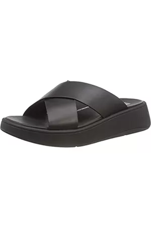 FitFlop Damen Sandalen - Damen F-Mode Flatform Keilsandale, Schwarz, 39 EU