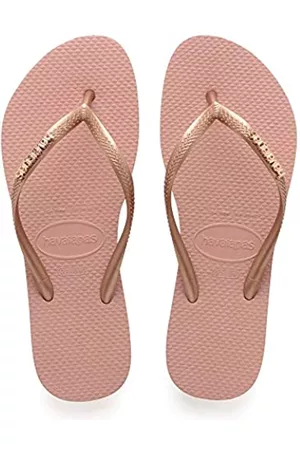 Havaianas Damen Flip Flops - Damen HAV Slim Logo Metallic Nude/Rose Gold Flipflop, Multicolor (Navy/Schwarz), 37 EU