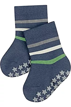 Falke Damen Schuhe mit Noppen - Unisex Baby Multi Stripe Baumwolle Rutschhemmende Noppen 1 Paar Hausschuh-Socken, Blau (Light Denim 6668), 62-68