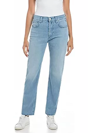 Replay Damen Straight Jeans - Damen Jeans Maijke Straight-Fit mit Stretch, Blau (Light Blue 010), W25 x L28