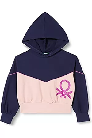 Benetton Mädchen Sweatshirts - Mädchen T-Shirt MIT Kapuze. M/L 3GNSC201G LANGÄRMLIGER Hoodie, Dunkelblau 252, 122