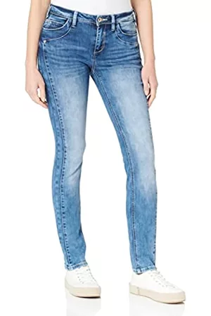 TOM TAILOR Damen Slim Jeans - Damen Alexa Slim Jeans 1032668, 10123 - Destroyed Mid Stone Blue Denim, 25W / 32L