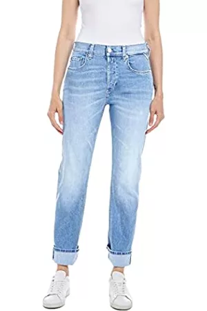 Replay Damen Straight Jeans - Damen Jeans Maijke Straight-Fit mit Stretch, Blau (Light Blue 010), W27 x L30