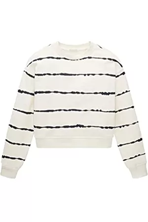 TOM TAILOR Mädchen Sweatshirts - Mädchen Kinder Sweatshirt mit Batikstreifen 1035138, Weiß, 176