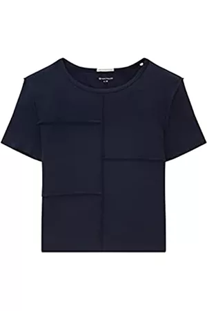 TOM TAILOR Mädchen Shirts - Mädchen Kinder Cropped T-Shirt mit Rippstruktur 1035120, Blau, 176