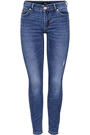 VERO MODA Damen Skinny Jeans - Women's VMROBYN LR Skinny Pushup JNS LI399 NOOS Jeans, Medium Blue Denim, MW / 32L