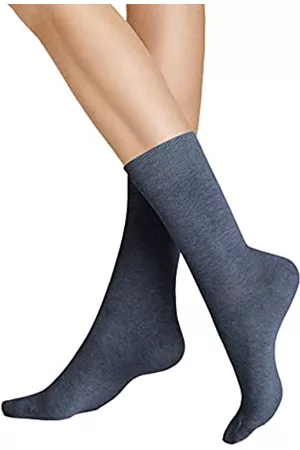 Hudson Damen Socken & Strümpfe - RELAX COTTON Damen Socken, Baumwollsocken Damen ohne Gummibund, Frauen Socken mit verstärkter Sohle (hautfreundlich, viele Farben) Menge: 1 Paar, Blau (Marine-mel. 0387), Gr. 35-38