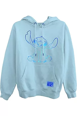 Disney Damen Sweatshirts - Ladies Lilo and Stitch Sweatshirt - Ladies Classic Lilo and Stitch Hoodie with Foil (Light Blue Foil, Medium)