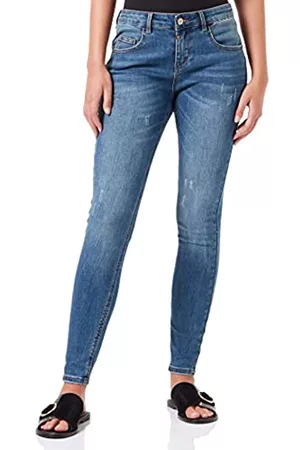 Timezone Damen Slim Jeans - Damen Slim FlorenceTZ Jeans, worned mid Blue wash, 29/30