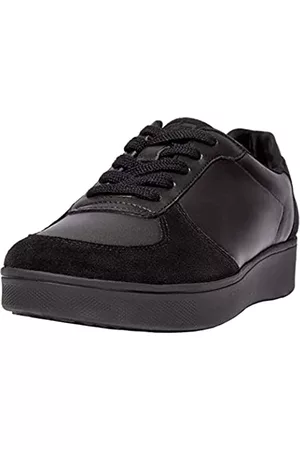 FitFlop Damen Sneakers - Damen Rally Tennis Leder/Wildleder Sneaker, Schwarz, 38 EU