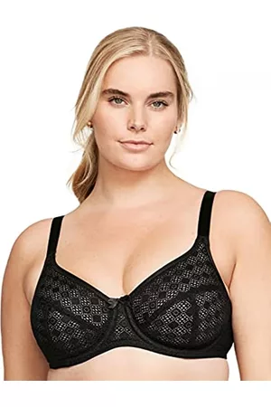 Glamorise Damen Bügel BHs - Damen Komfort-BH mit Spitze Mit Bügel #9855 Full Coverage Bra, Schwarz, 85H