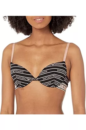 Emporio Armani Damen Push-up BHs - Underwear Women's 1643942F21916521 Push Up Bra, Black/Print Logo, 34A