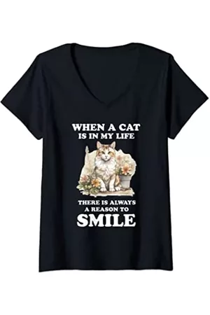 Caterpillar Damen Shirts - Damen Katzen-Shirts für Männer/Frauen – lustige Katzenhemden für Katzen, Vater/Mama T-Shirt mit V-Ausschnitt
