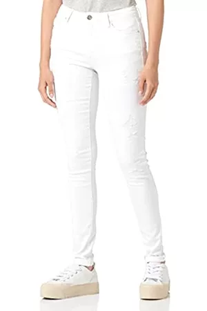 ONLY Damen Skinny Jeans - Damen Onlshape Reg Skinny Dest Rea940 Jeans, Ecru, 33W / 32L EU
