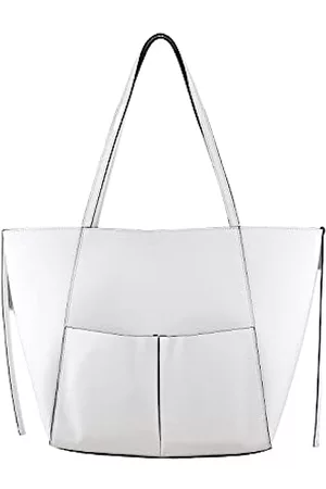 Alessandro Damen Handtaschen - Schultertasche Giganto aus weißem Leder, Made in Italy 47cm x 32cm x 14cm