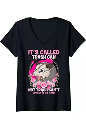 Caterpillar Damen Shirts - Damen Trash Can not Trash Can't Funny Opossum T-Shirt mit V-Ausschnitt