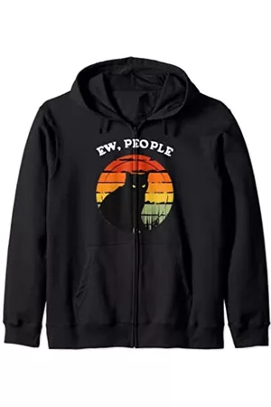 Caterpillar Sweatjacken ohne Kapuze - Black Cat Ew People Shirt – Lustiges Katzen-Shirt für Katzen, Vater/Mama Kapuzenjacke