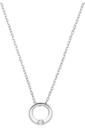 Amor Damen Halsketten - Kette mit Anhänger 925 Sterling Silber Damen Sets, mit Zirkonia synth, 42+3 cm, Silber, Kommt in Schmuck Geschenk Box, 2034771
