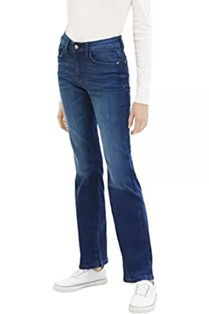 TOM TAILOR Damen Bootcut Jeans - Damen 1035760 Kate Narrow Bootcut Jeans, 10282 - Dark Stone Wash Denim, 32W / 32L