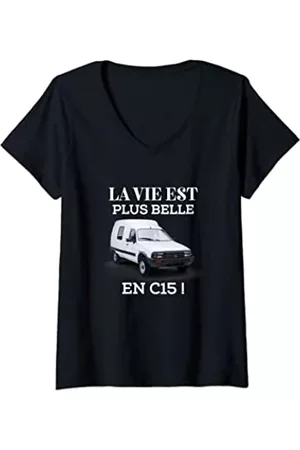 J Brand Damen Shirts - Damen La vie est plus belle en C15 Design T-Shirt mit V-Ausschnitt