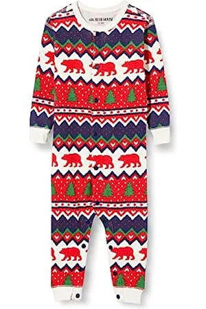 Hatley Anzüge - Unisex Fair Isle Bear & Moose Family Union Suits Pyjamaset, Infant Union Anzug - Navy Bear Fair Isle, 18-24 Monate EU