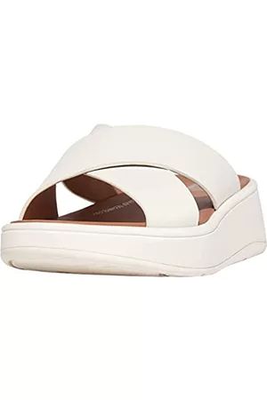 FitFlop Damen Clogs & Pantoletten - F-Mode Leather Flatform Cross Slides BEIGE - Größe 39