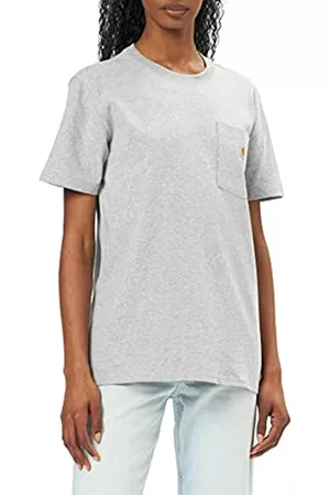 Carhartt Damen T-Shirts - Damen K87 Loose Fit, kurzärmliges Pocket T-Shirt, Grau meliert, L