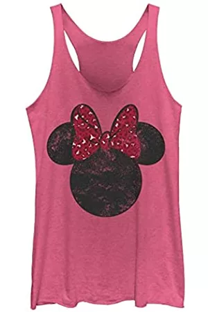 Disney Damen Tuniken - Damen Minnie Leopard Schleife Hemd, Pink Heather, Groß