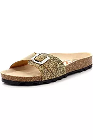 Kickers Damen Flip Flops - Damen Kick Eyra Flipflop, Braun mit schwarzem Druck, 38 EU