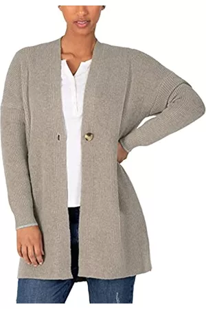 Timezone Damen Strickpullover - Damen Cozy Cardigan Strickjacke, Lana beige Melange, XXL