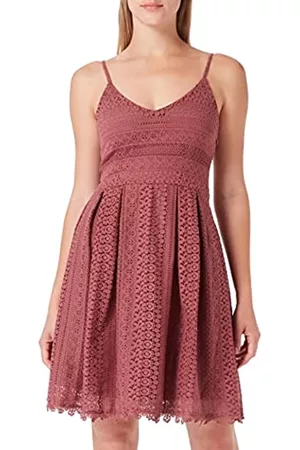 ONLY Damen Freizeitkleider - Damen ONLHELENA LACE S/L Short Dress WVN Kleid, Rose Brown, 36