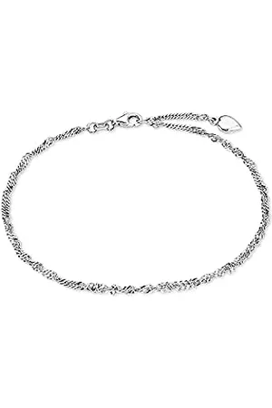 Amor Damen Herz Halsketten - Fußkette 925 Sterling Silber Damen Sommerschmuck, 25 cm, Silber, Herz, Kommt in Schmuck Geschenk Box, 9557912