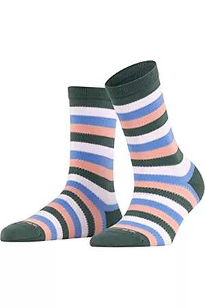 Burlington Damen Socken & Strümpfe - Damen Socken Preppy Stripe W SO Baumwolle gemustert 1 Paar, Grün (Dark Jade 7248), 36-41