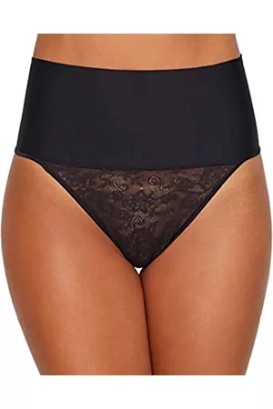 Maidenform Damen Strings - Damen Tame Your Tummy Shaping Lace Thong with Cool Comfort Taillen-Shapewear, Schwarze Spitze, Small