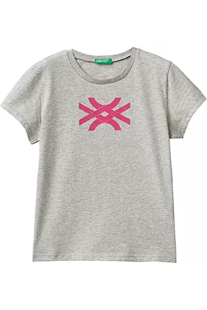 Benetton Mädchen T-Shirts - Mädchen T 3096C10C8 Kurzarm Shirt, Grigio Melange Medio 501, XL