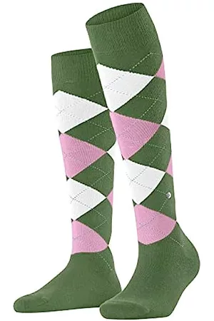 Burlington Damen Socken & Strümpfe - Damen Kniestrümpfe Queen W KH Baumwolle lang gemustert 1 Paar, Grün (Fir Green 7656), 36-41