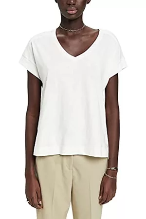 ESPRIT Damen Shirts - Baumwoll-T-Shirt mit V-Ausschnitt
