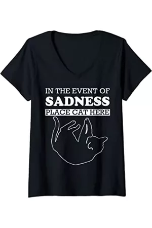 Caterpillar Damen Shirts - Damen Katzen-Shirts für Männer/Frauen – lustige Katzenhemden für Katzen, Vater/Mama T-Shirt mit V-Ausschnitt