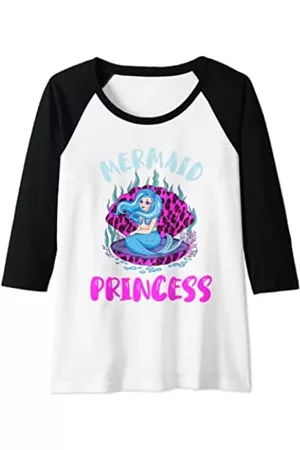 Cute Aqua Clamshell Mermaid Lover Damen Shirts - Damen Meerjungfrau Prinzessin Leopard Klappschale sitzend süße Meerjungfrau Raglan