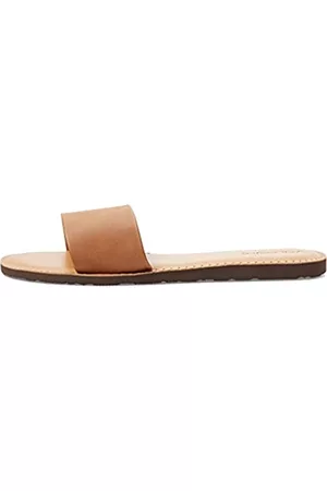 Volcom Damen Sandalen - Damen Schlichte Kunstleder Riemen Schiebe-Sandalen, Hellbraun, 40 EU