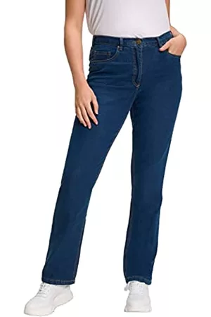 Ulla Popken Damen Straight Jeans - Damen Jeans Regular Fit Stretch, K Hose, Blau (Bleached 92), 31 EU
