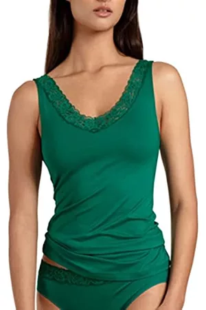 Calida Damen Shirts - Damen Natural Comfort Lace T-Shirt, Nevada Green, 48-50
