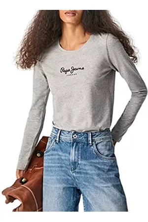 Pepe Jeans Damen Longsleeves - Damen New Virginia Ls N T-Shirt, Grau MARL , L