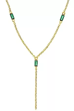 Amor Damen Halsketten - Kette mit Anhänger 925 Sterling Silber Damen Sets, mit Zirkonia synth, 42+3 cm, Gold, Kommt in Schmuck Geschenk Box, 2034780