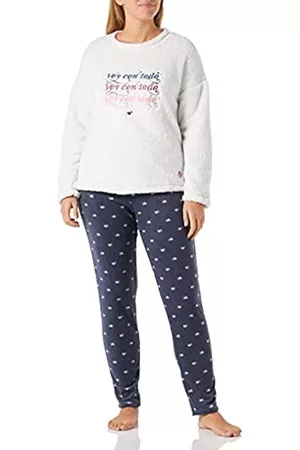 Women secret Damen Schlafanzüge - Damen Pijama Manga Larga Y PANTALÓN Skinny Estampado EN Single Jersey Con MENSAJE DE LA VECINA Rubia Schlafanzug Baby, Light Blue, XS