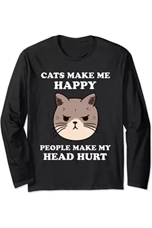 Caterpillar Damen Longsleeves - Katzen-Shirts für Männer/Frauen – lustige Katzenhemden für Katzen, Vater/Mama Langarmshirt