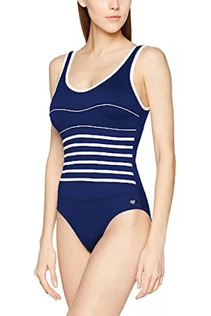 Haute Pression Damen Badeanzüge - Damen Y1068 Einteiliger Badeanzug, Mehrfarbig (Marineblau/Weiß), 36