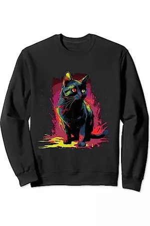 Caterpillar Sweatshirts - Schwarze Katze Graffiti Stil Sweatshirt