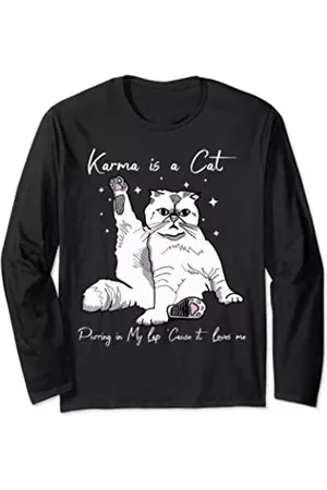 Caterpillar Longsleeves - Karma ist eine Katze, die auf meinem Schoß schnurrt, weil sie mich liebt Katzenliebhaber Langarmshirt