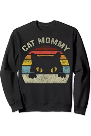 Caterpillar Damen Sweatshirts - Cat Mommy Damen Vintage Retro Schwarz Katzen Mutter Muttertag Sweatshirt